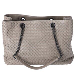 MUST SEE! Authentic Bottega Veneta Gray Intrecciato Leather Tote